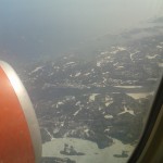 Looking from plane south over Barmen, Hanøya, Risør and out to the North Sea